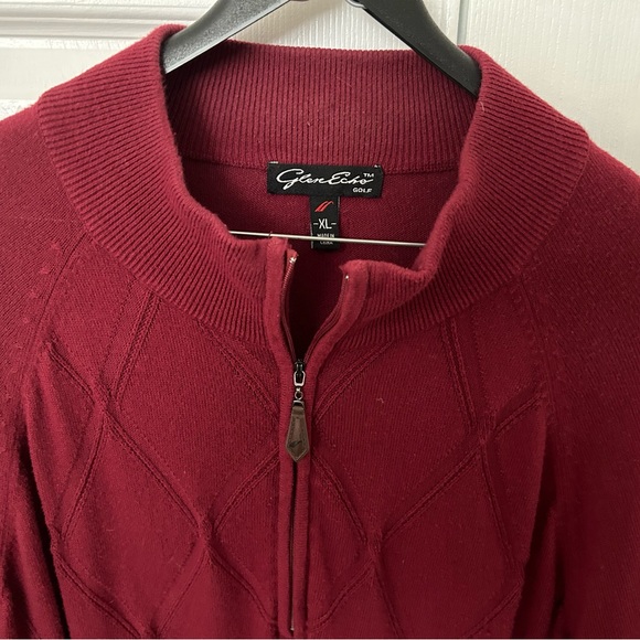 Men’s “Glen Echo” Golf sweater with long sleeves, XL maroon w/ Zip 1/3 front. - Picture 4 of 7